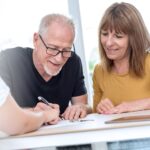 Senior,Couple,Signing,Real,Estate,Contract;,Panoramic,Banner Senior,Couple,Signing,Real,Estate,Contract;,Panoramic,Banner